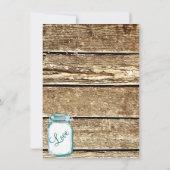 Turquoise Mason Jar Rustic Barne Faire-part de mar (Dos)