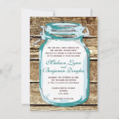 Turquoise Mason Jar Rustic Barne Faire-part de mar (Devant)