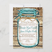 Turquoise Mason Jar Wood Invitations de mariage ru (Devant)