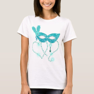 Turquoise Masquerade Bling Harten T-shirt