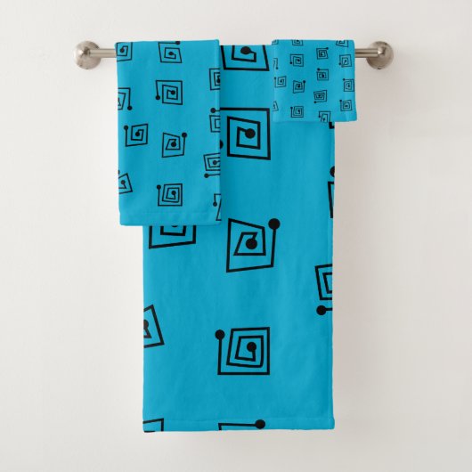 Turquoise Mazes Bad Handdoek (Insitu)
