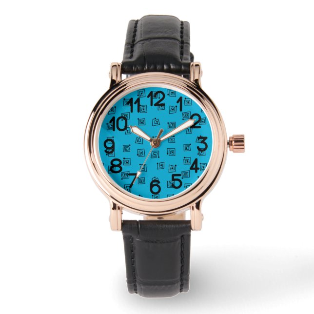 Turquoise Mazes Horloge (Voorkant)