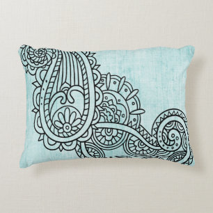 Turquoise Mehndi Motif Accent Pillow Decoratief Kussen