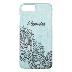 Turquoise Mehndi Motif iPhone 7 Plus Hoesje