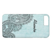 Turquoise Mehndi Motif iPhone 7 Plus Hoesje (Achterkant (Horizontaal))
