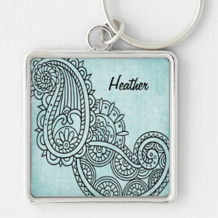 Turquoise Mehndi Motif Sleutelhanger