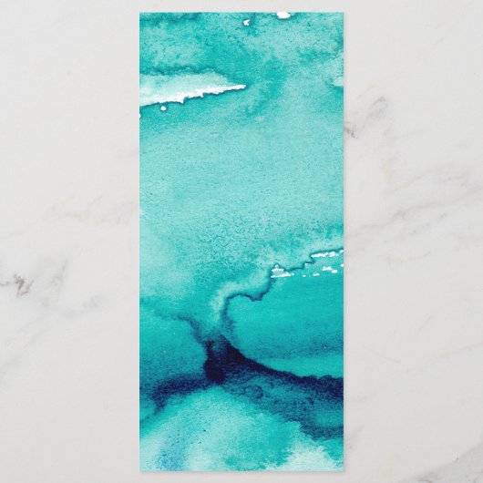 Turquoise Mer Turquoise Aquarelle Menu Mariage (Dos)