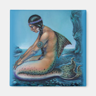 turquoise mermaid fantasy art magnet magneet