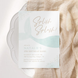 Turquoise Mermaid Girl Birthday Party Kaart