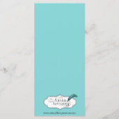Turquoise met Black Swirl Flourish Wedding Menu (Achterkant)