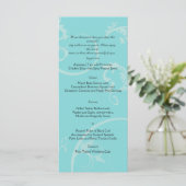 Turquoise met Black Swirl Flourish Wedding Menu (Staand voorkant)