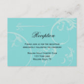 Turquoise met Black Swirl Wedding Reception Informatiekaartje (Voorkant)