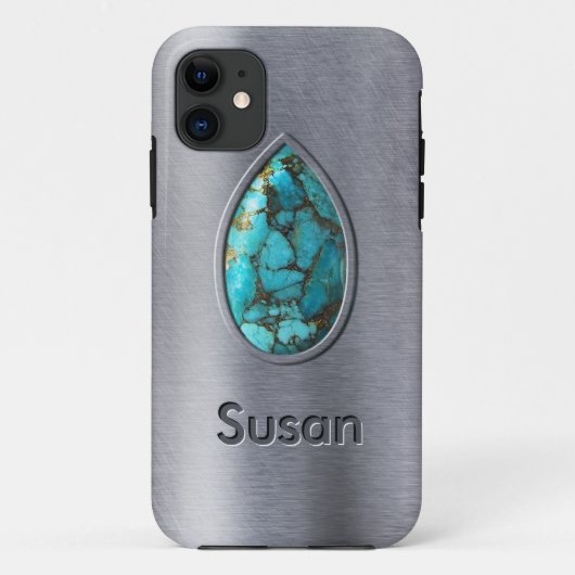 Turquoise met Silver Bezel Case-Mate iPhone Case (Achterkant)