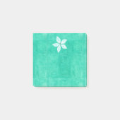 Turquoise met witte bloem post-it® notes (Voorkant)