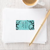 Turquoise met zwart bruiloft Lip Balm Label (Insitu)