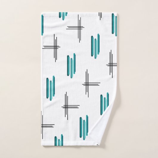 Turquoise Mid-Century Moderne Grandes et lignes (Serviette à main)