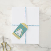 Turquoise Minimalist Christmas Tree Name Cadeaulabel (Met Touw)