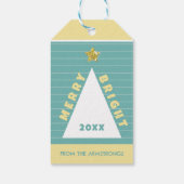 Turquoise Minimalist Christmas Tree Name Cadeaulabel (Achterkant)