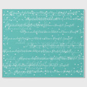 Turquoise Minimalist Custom Script Text Snowfall Cadeaupapier (Vlak)