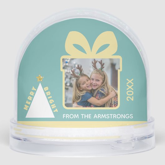 Turquoise Minimalist Tree Gift Box Photo Keepsake (Arrière)