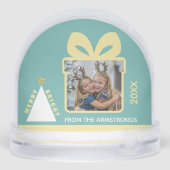 Turquoise Minimalist Tree Gift Box Photo Keepsake Sneeuwbol (Achterkant)