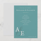 Turquoise minimaliste Monogramme programme de mari (Devant / Derrière)