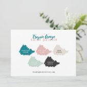 Turquoise Mint Grijs Beige & Roze Kleurenpaletkaar Kaart (Staand voorkant)
