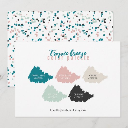 Turquoise Mint Grijs Beige & Roze Kleurenpaletkaar Kaart (Voorkant / Achterkant)