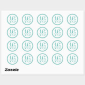 Turquoise Modern Birthday Favor Sticker Label (Vel)
