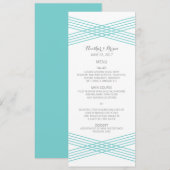 Turquoise Modern Deco Wedding Menu (Voorkant / Achterkant)