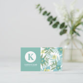 Turquoise Modern Floral Visitekaartje (Staand voorkant)