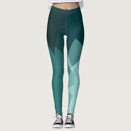 Turquoise Modern Geometric Pattern Leggings (Voorkant)