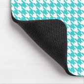 Turquoise Modern Houndstooth w/ Mode Silhouette Muismat (Hoek)