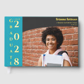 Turquoise Modern Photo Graduation Party Gold  (Recto)