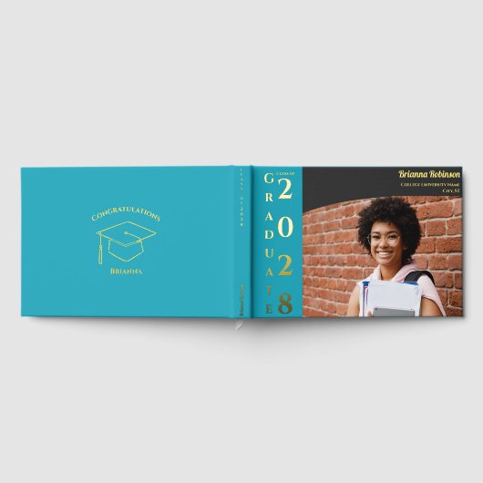 Turquoise Modern Photo Graduation Party Gold  (Complet)
