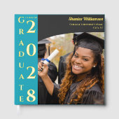 Turquoise Modern Photo Graduation Party Gold (Recto)