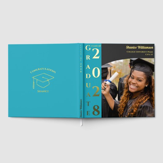 Turquoise Modern Photo Graduation Party Gold (Complet)