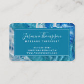 Turquoise moderne Bleu Abstrait Art Carte de visit (Dos)