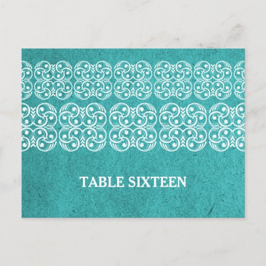Turquoise moderne Bohême Numéro de table Carte pos (Devant)