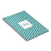 Turquoise moderne Chevron Motif Carnet Monogram (Côté Droit)