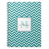 Turquoise moderne Chevron Motif Carnet Monogram (Devant)