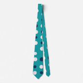 Turquoise moderne et marine Polka Dot Cravate (Devant)