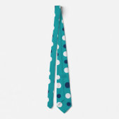 Turquoise moderne et marine Polka Dot Cravate (Dos)