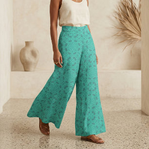 Turquoise Moderne Geometrische Marokkaanse Mozaïek Stof