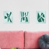 Turquoise Moderne Gouache Imprimer Formes Polygona (Salon)