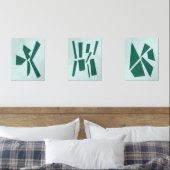 Turquoise Moderne Gouache Imprimer Formes Polygona (Chambre à coucher)