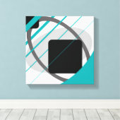 Turquoise moderne gris noir blanc blanc - toile en (Insitu (Plancher de Bois))