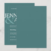 Turquoise Moderne Minimal Faire-part de mariage si (Devant / Derrière)