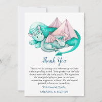 Turquoise Moeder en Baby Dragon Dank u Kaart