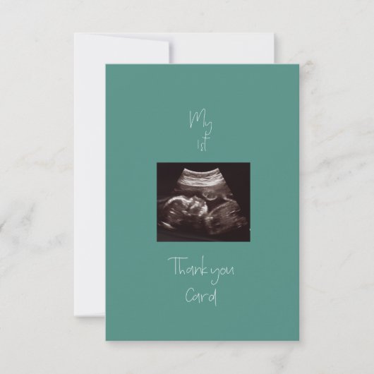 Turquoise Mon 1er cadeau bébé Carte de remerciemen (Devant)